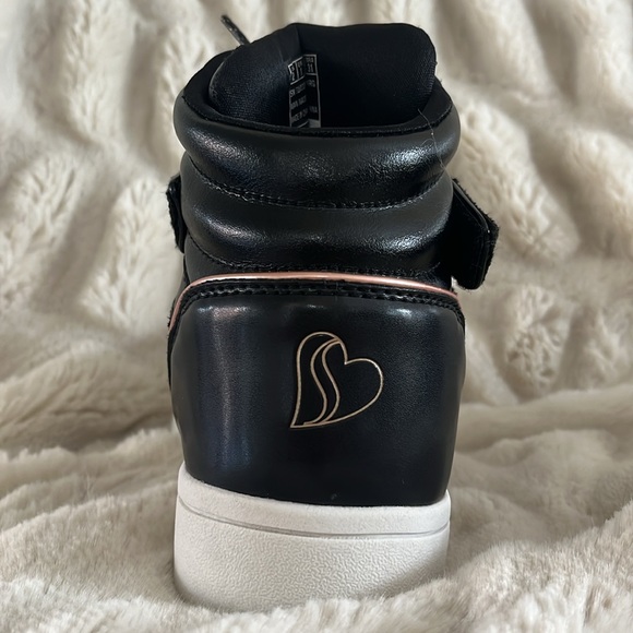 Girls Sketcher High Top Black with rose-gold trim - Picture 5 of 6
